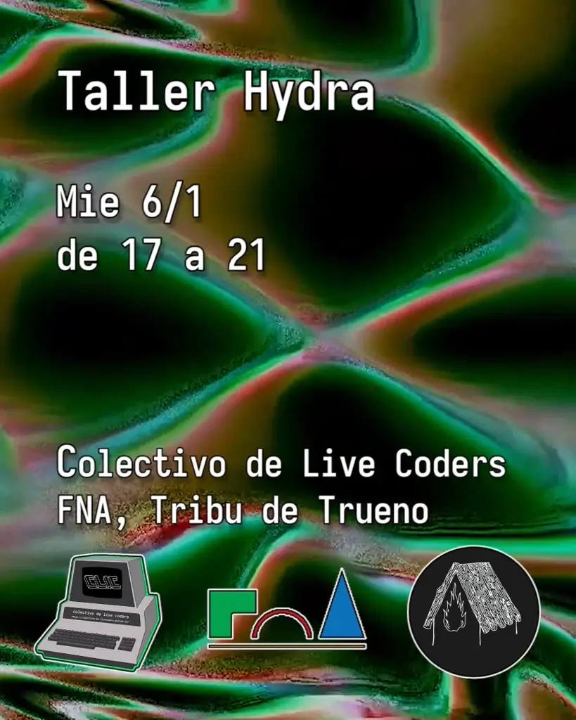 flyer creado para taller virtual de hydra
